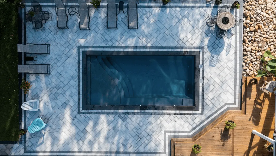 Imagine Pools Bliss 26 in Storm Grey — pool installation near Chestertown, NY