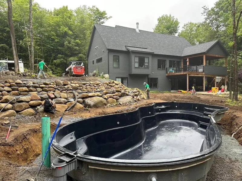 Lakeside fiberglass pool installation — pool installation near Queensbury, NY