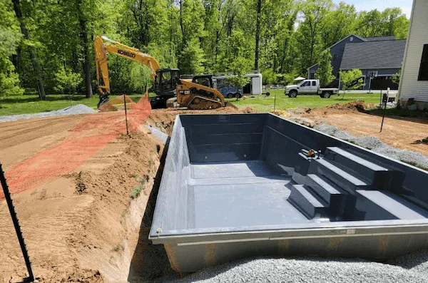 Completed fiberglass pool installation in the Capital Region — pool installation near Cambridge, NY