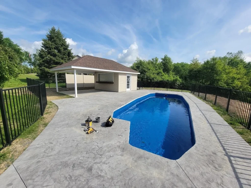 Wynantskill NY pool installation - Model is Azores in Ocean Blue liner